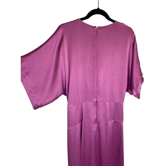 NWT Kate Spade Satin Tie Midi Dress Ruffled Pansy Pink-sz 8 - Picture 12 of 13